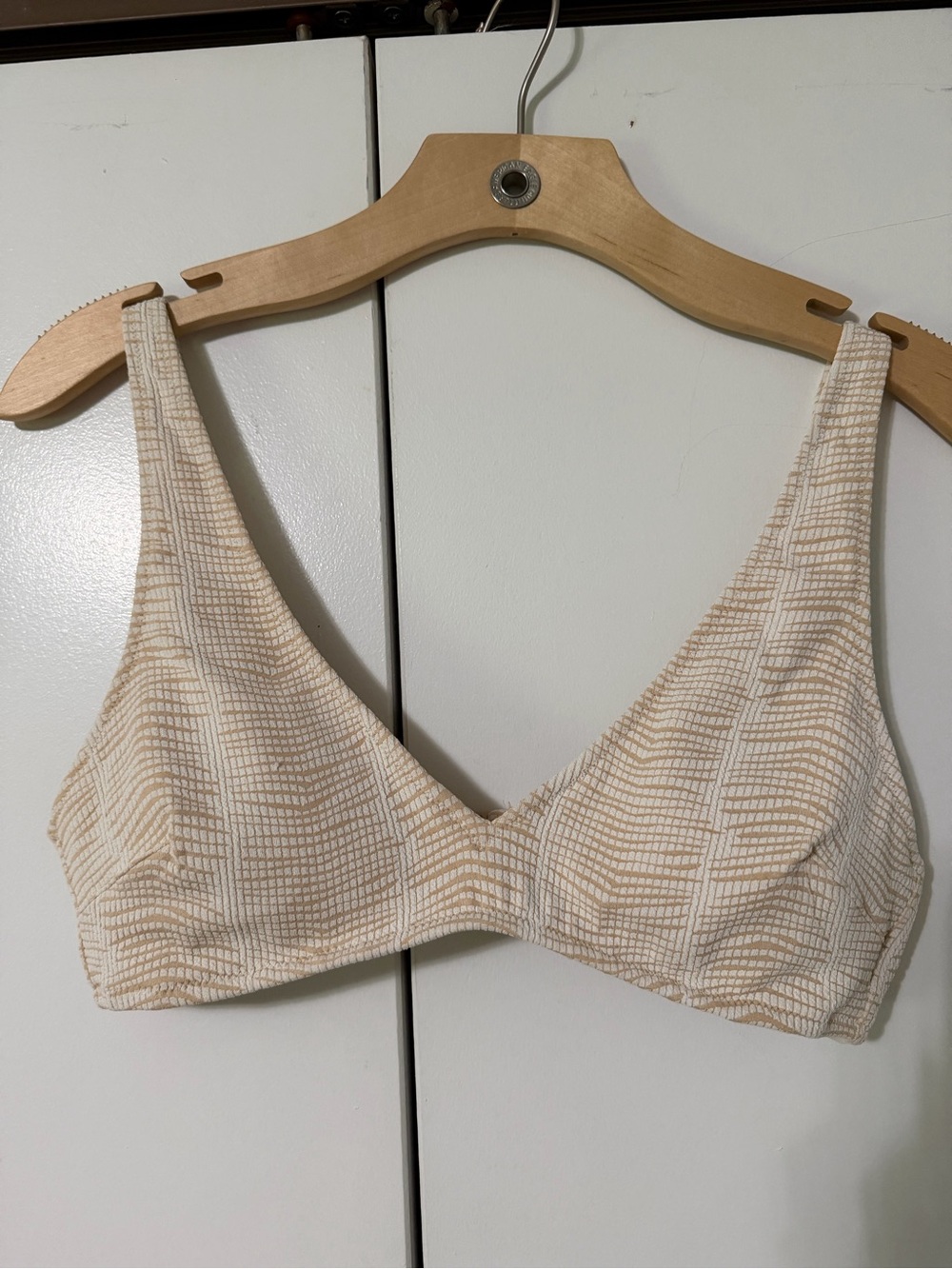 Aerie Women's Cream Textured Bikini Top